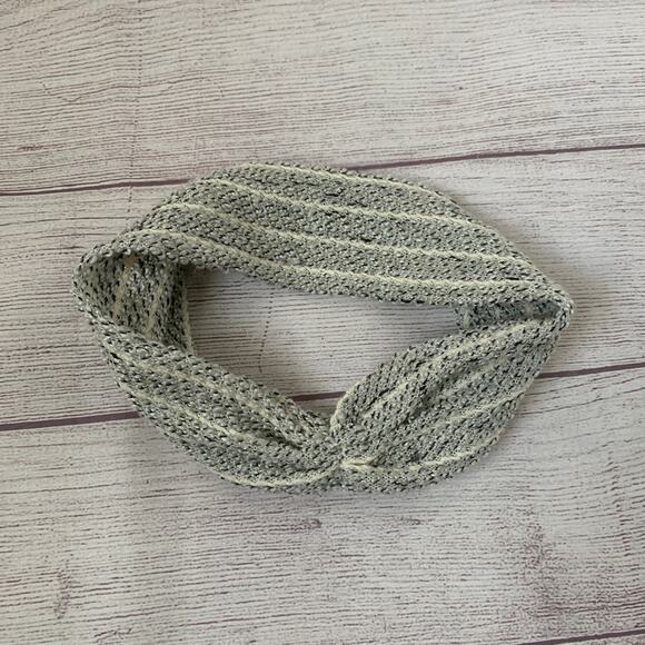 American Eagle Outfitters Cream Black Metallic Knit Headband Ear Warmer Winter - Picture 6 of 10